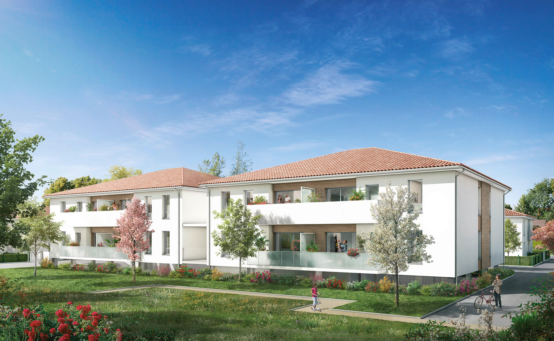 residence mazurie aucamville-exterieur vue jardin aucamville-toulouse logement neuf