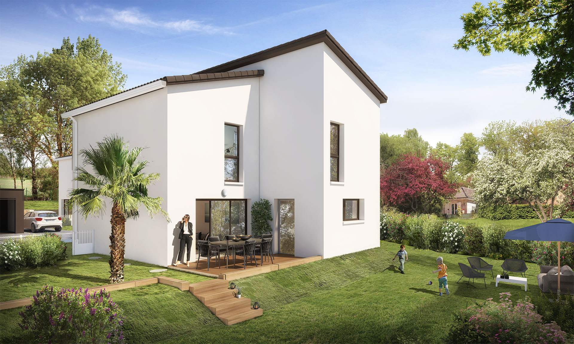 vue exterieure en journee des villas villas pastel a montrabe