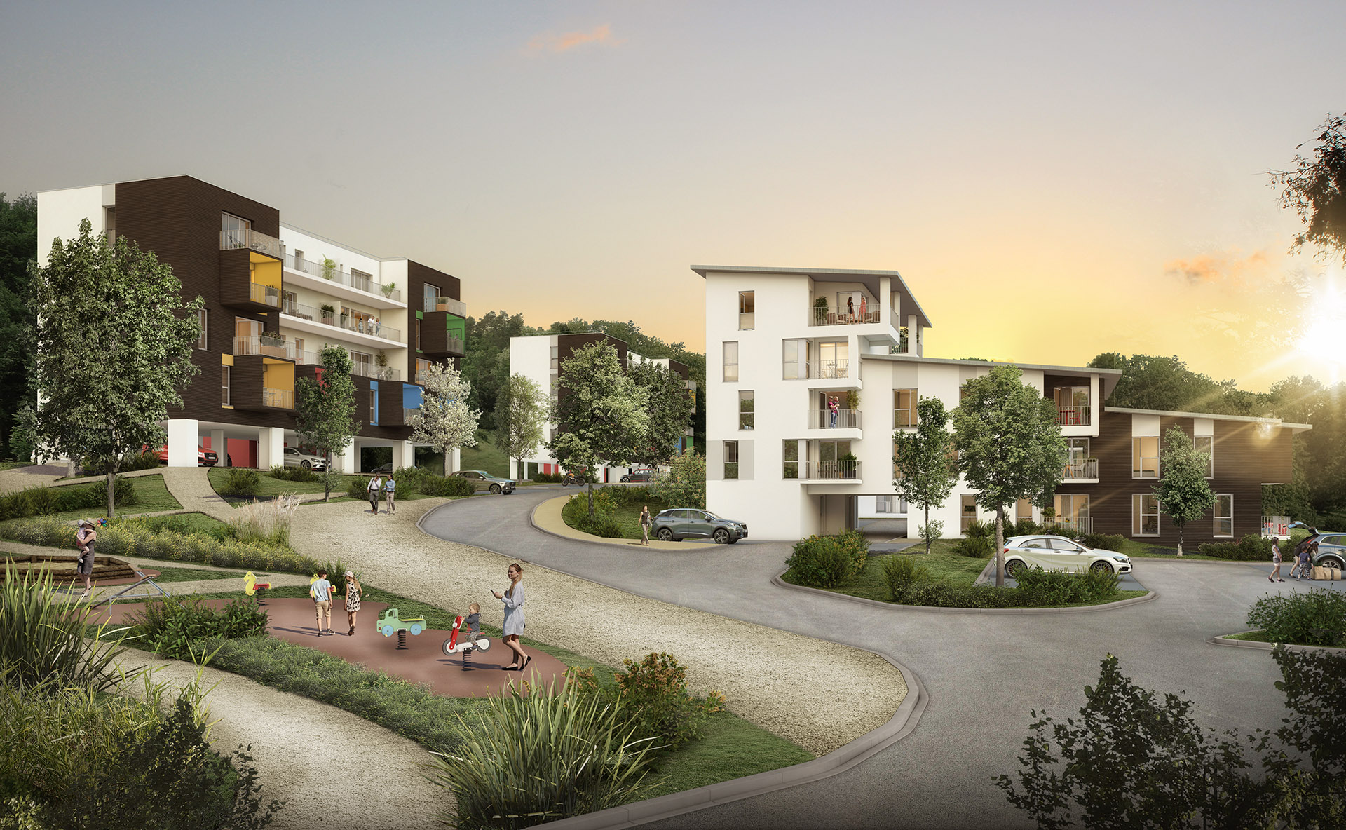 Résidence Pandora à Hafleur illustration coucher de soleil - residence neuve-logements neufs-le havre harfleur-acheter-investir-residence pandora