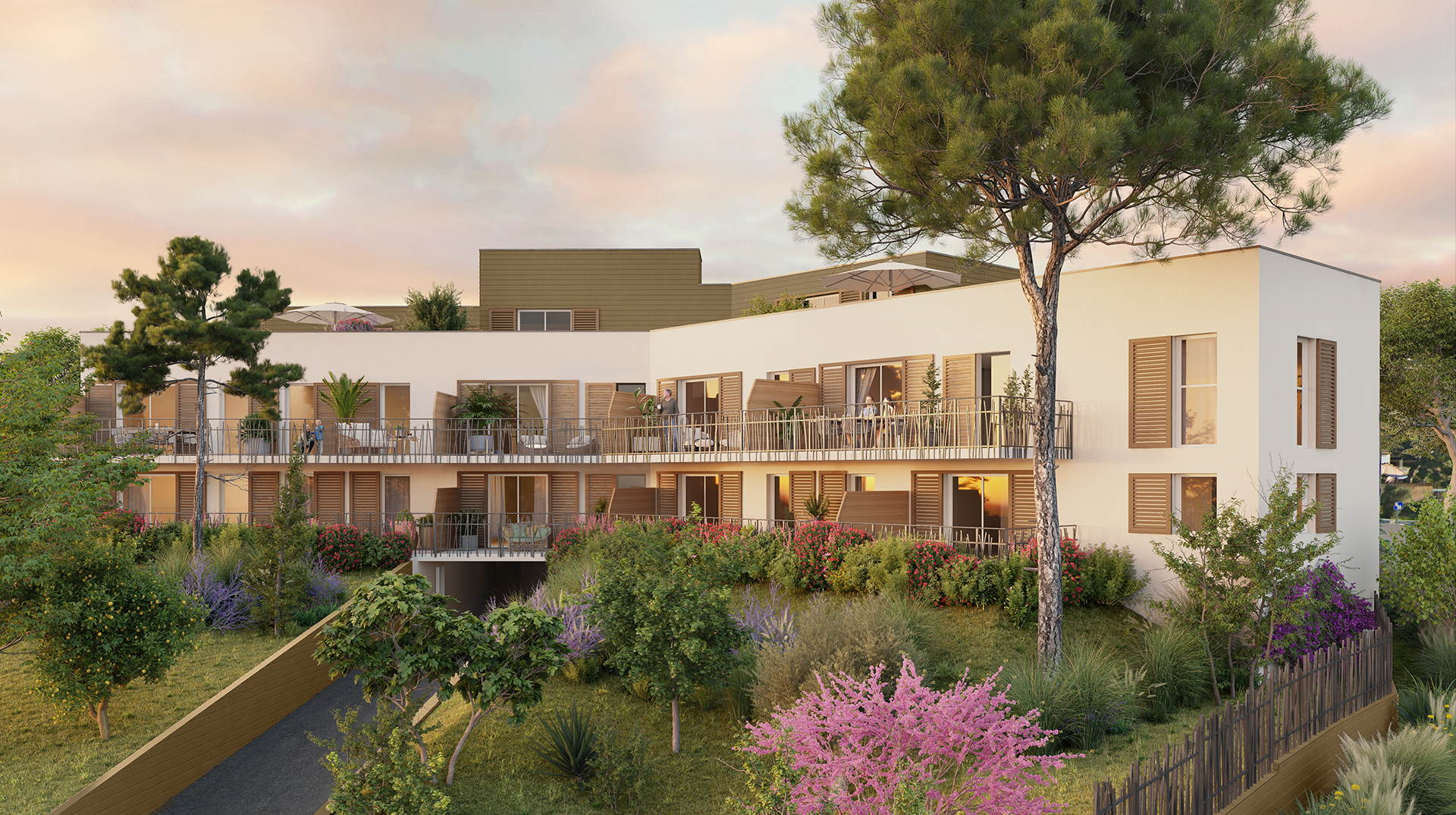 Résidence Villa Rocca à Vitrolles perspective coucher de soleil residence villa rocca a vitrolles proche marseille