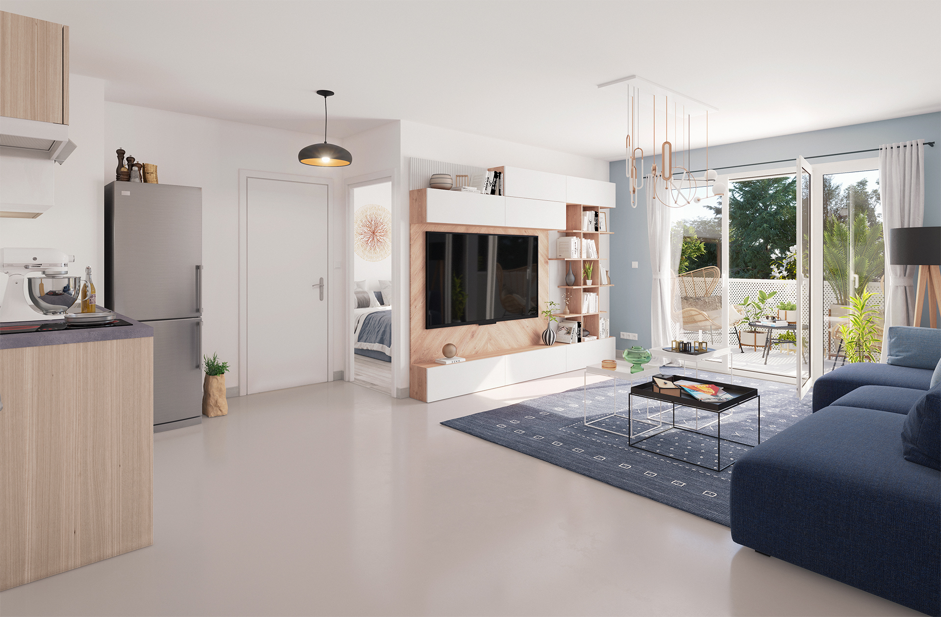 perspective couleur en journee residence rivea avec prestations modernes et de qualite - appartement neuf avec balcon- investir dans l immobilier locatif a Valenciennes 