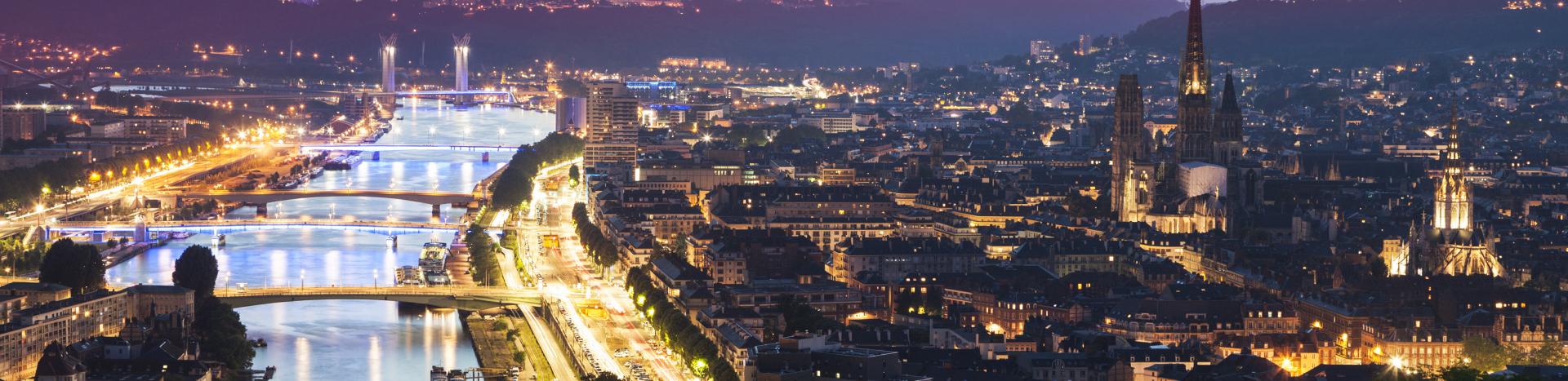 photo vue aerienne en soiree rouen