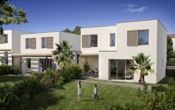 vue depuis jardinsur villa moderne du domaine sainte victoire a meyreuil