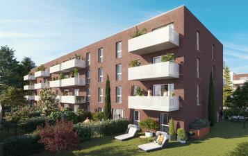 vue residence globale en journee rivea - valenciennes- immobilier neuf - appartement neuf avec balcon et jardin