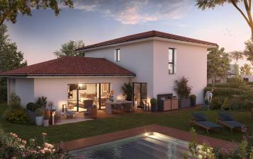 perspective couleur en fin de journee vue sur la residence domaine carrysta a balma