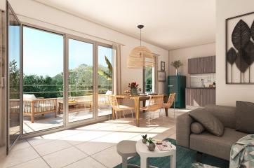 interieur appartement T3-vue sur balcon et cuisine