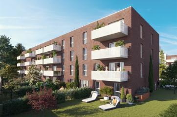 vue residence globale en journee rivea - valenciennes- immobilier neuf - appartement neuf avec balcon et jardin