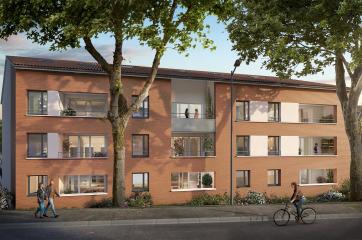 perspective en couleur residence arsene vue rue avec arbres 