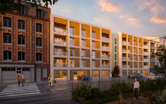 vue exterieure en fin de journee de la residence neuve les deux rives a nancy intramuros