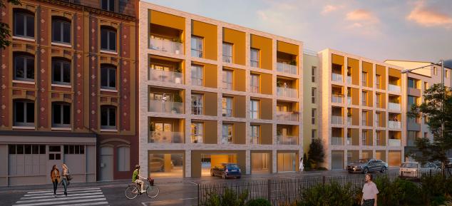 perspective en couleur avec coucher de soleil residence cocooning au havre 