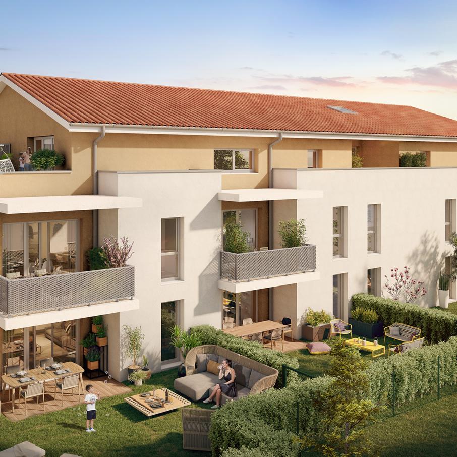 perspective exterieure en journee residence mazureva a aucamville