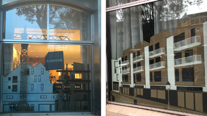 vitrines en carton-carrere toulouse-vitrine spectaculaire-vitrine insolite