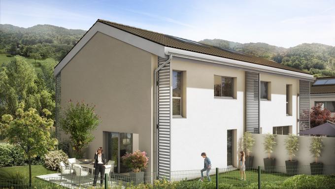 vue jardin maison neuve a vougy- haute savoie