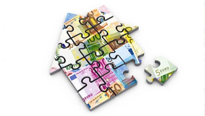 illustration maison puzzle-euros en filigrane