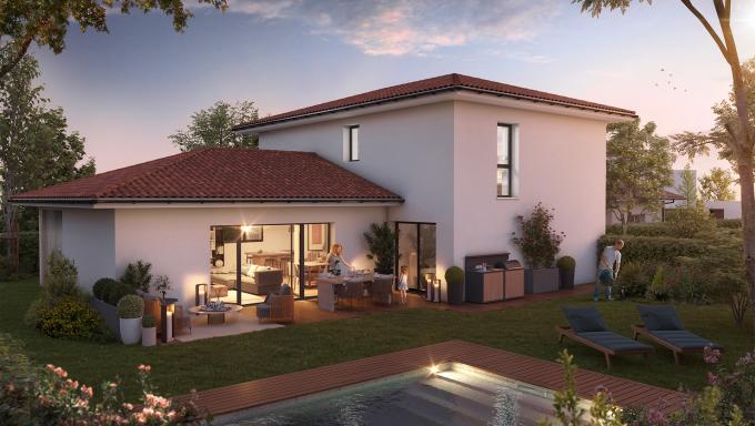 perspective couleur en fin de journee vue sur la residence domaine carrysta a balma